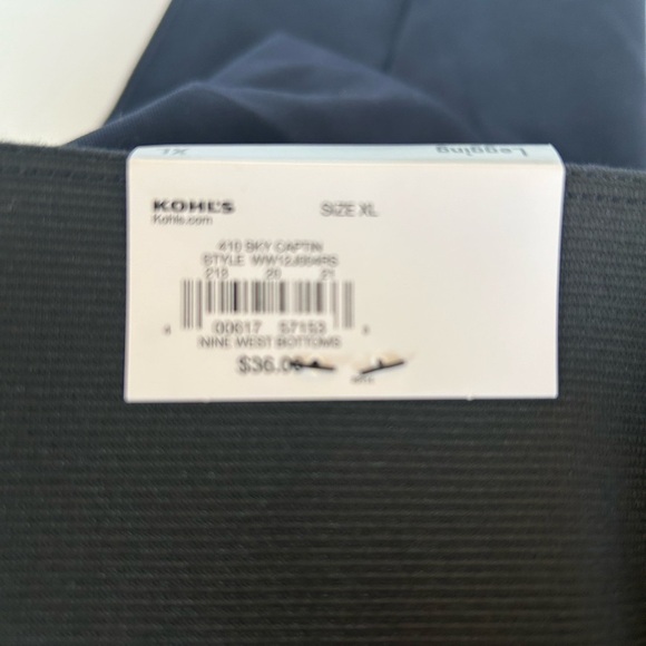 NWT Nine West Navy Ponte Front Seam Wide Waist Band Leggings - Picture 2 of 6